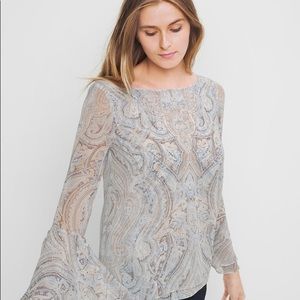 [WHBM] Paisley Bell Sleeve Blouse- 8